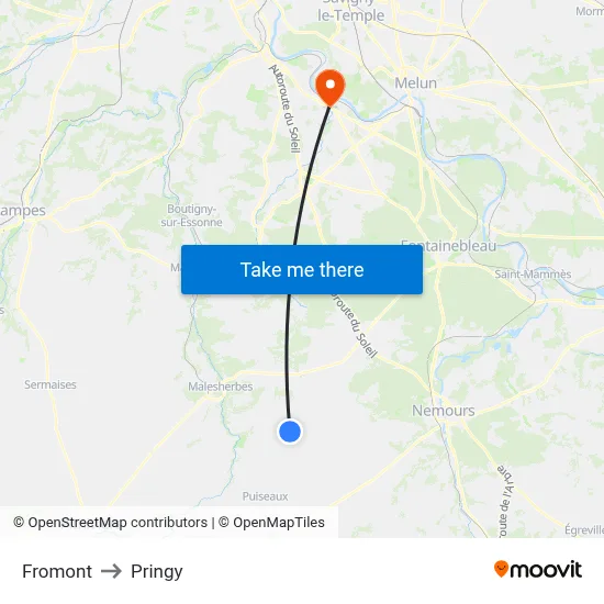 Fromont to Pringy map