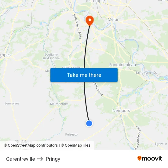 Garentreville to Pringy map