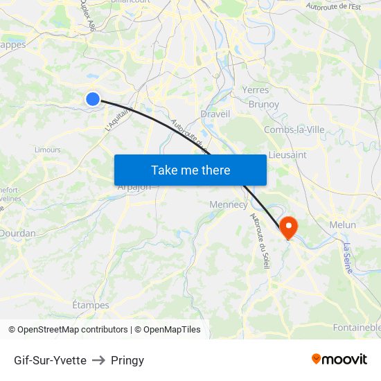 Gif-Sur-Yvette to Pringy map