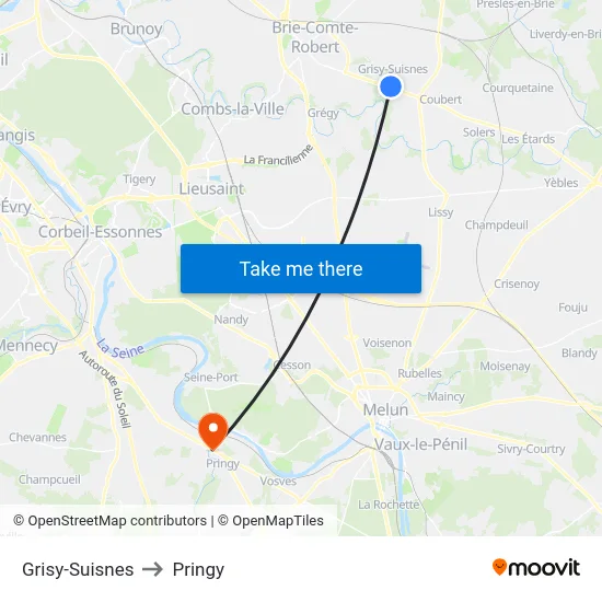Grisy-Suisnes to Pringy map