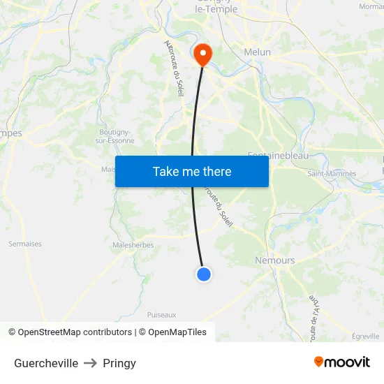 Guercheville to Pringy map