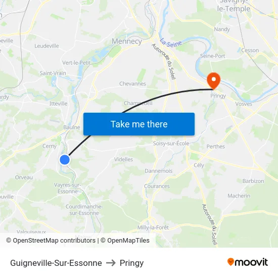 Guigneville-Sur-Essonne to Pringy map