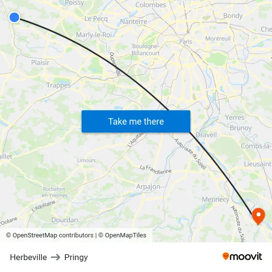 Herbeville to Pringy map