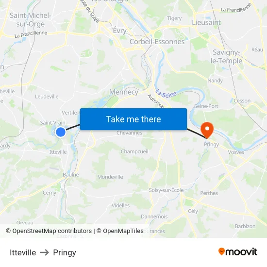 Itteville to Pringy map