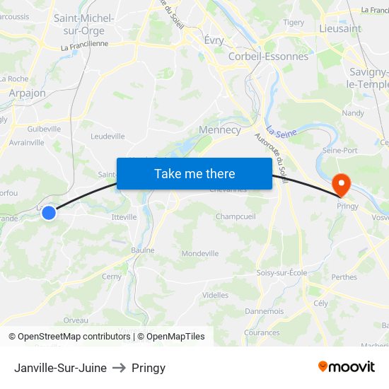 Janville-Sur-Juine to Pringy map