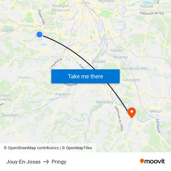 Jouy-En-Josas to Pringy map