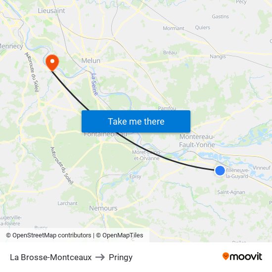 La Brosse-Montceaux to Pringy map