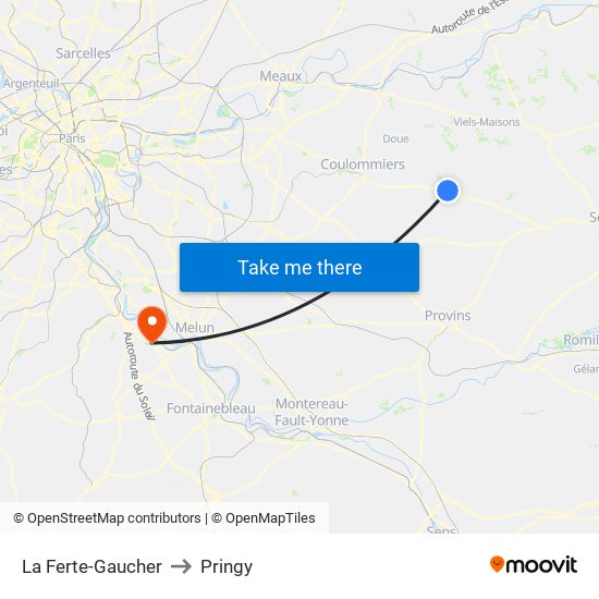 La Ferte-Gaucher to Pringy map