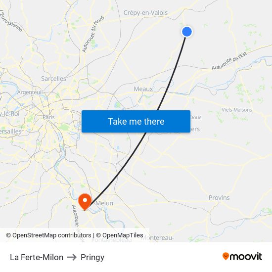 La Ferte-Milon to Pringy map
