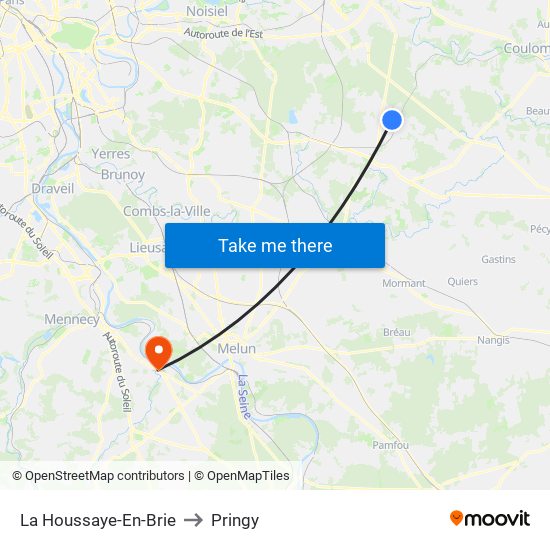 La Houssaye-En-Brie to Pringy map