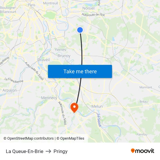 La Queue-En-Brie to Pringy map