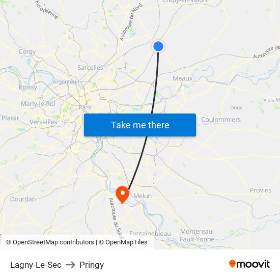 Lagny-Le-Sec to Pringy map