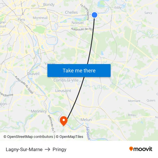 Lagny-Sur-Marne to Pringy map