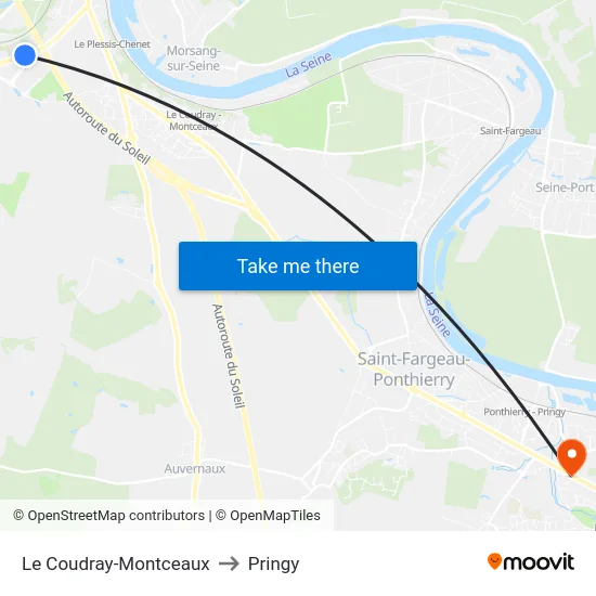 Le Coudray-Montceaux to Pringy map