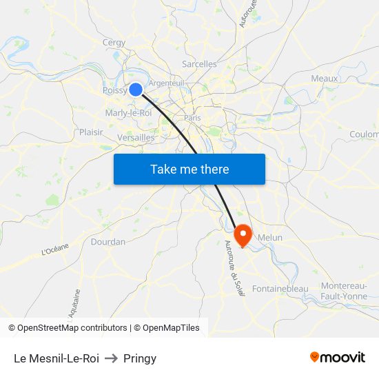 Le Mesnil-Le-Roi to Pringy map