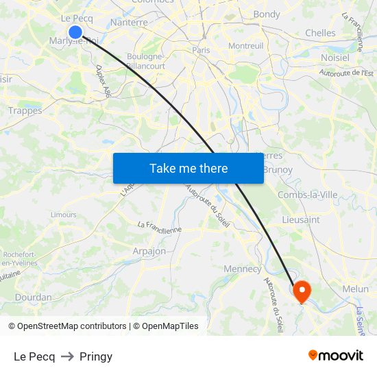 Le Pecq to Pringy map