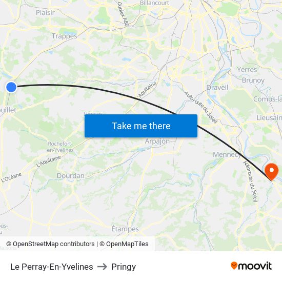 Le Perray-En-Yvelines to Pringy map
