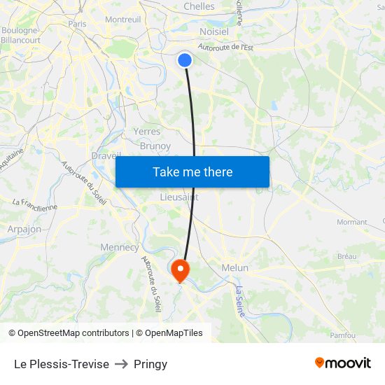 Le Plessis-Trevise to Pringy map