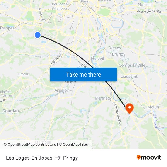 Les Loges-En-Josas to Pringy map