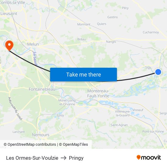 Les Ormes-Sur-Voulzie to Pringy map