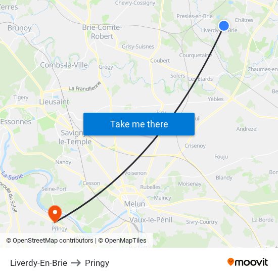 Liverdy-En-Brie to Pringy map