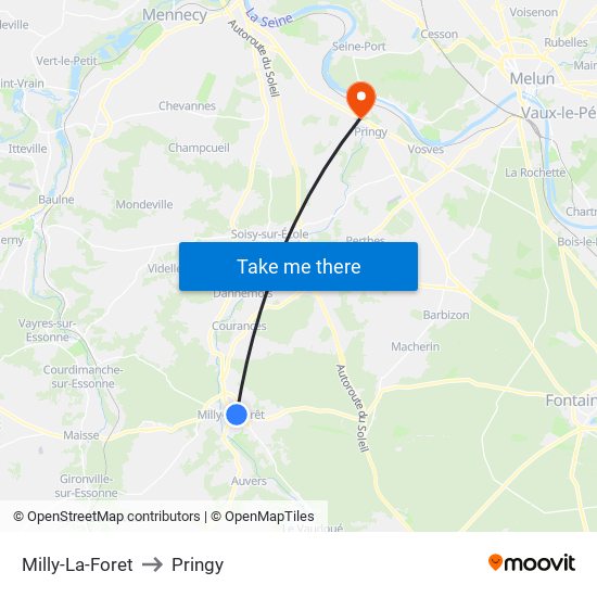 Milly-La-Foret to Pringy map