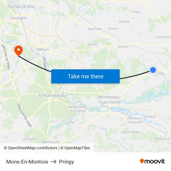 Mons-En-Montois to Pringy map