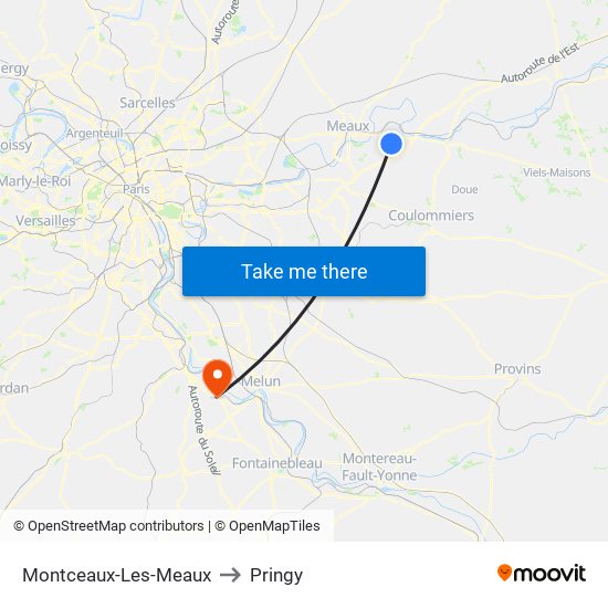 Montceaux-Les-Meaux to Pringy map