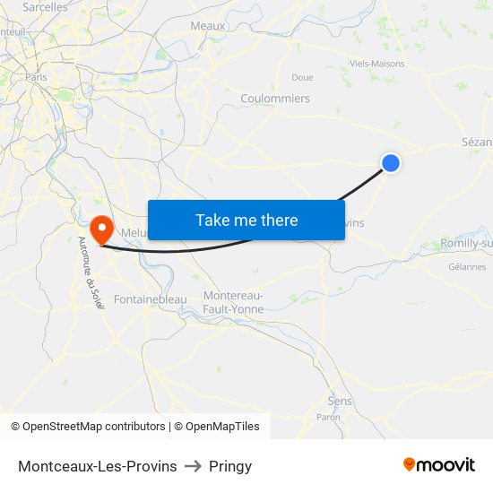 Montceaux-Les-Provins to Pringy map