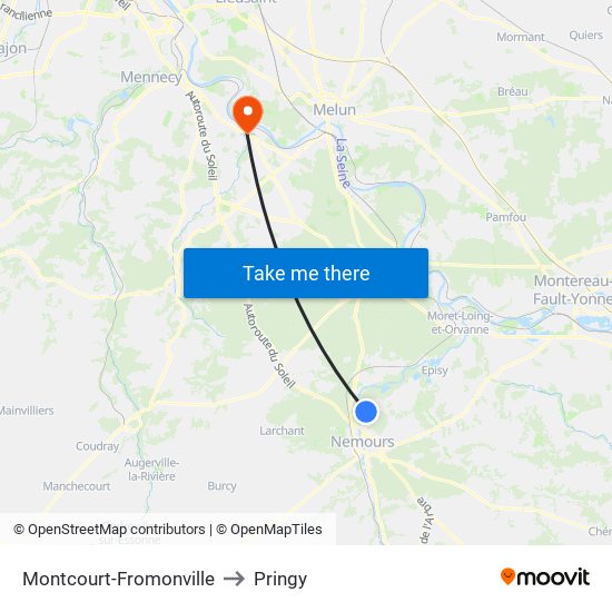 Montcourt-Fromonville to Pringy map