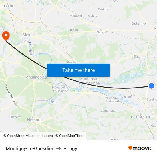Montigny-Le-Guesdier to Pringy map