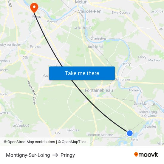Montigny-Sur-Loing to Pringy map