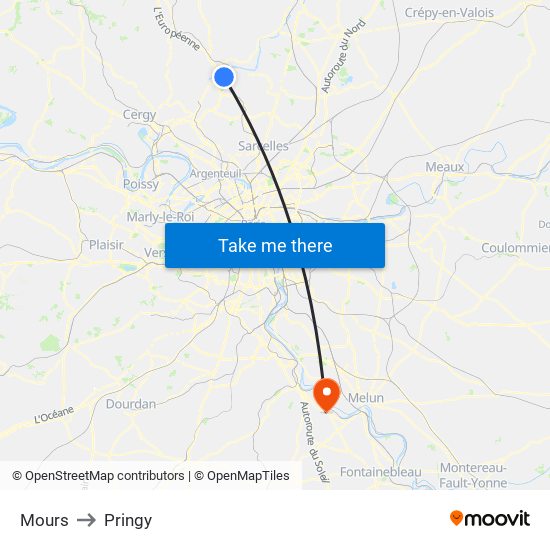 Mours to Pringy map