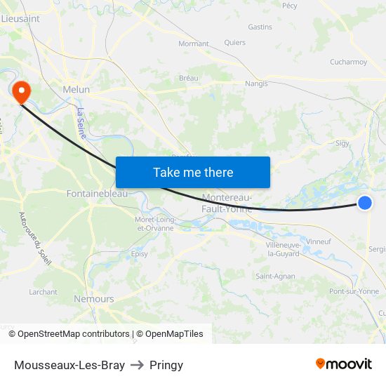 Mousseaux-Les-Bray to Pringy map