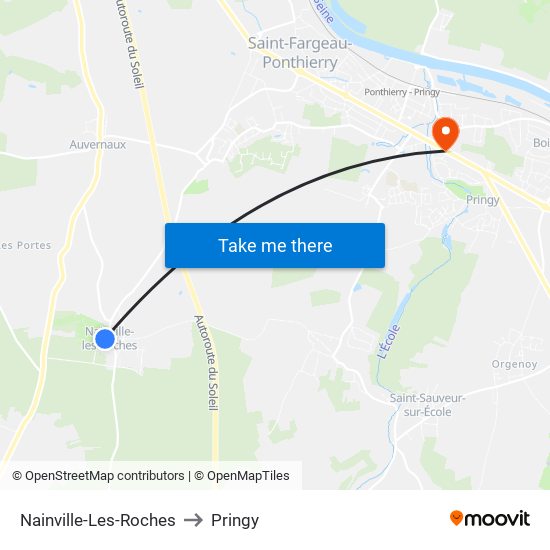 Nainville-Les-Roches to Pringy map