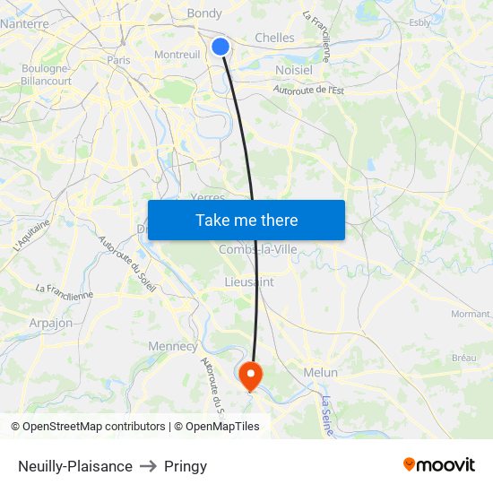 Neuilly-Plaisance to Pringy map