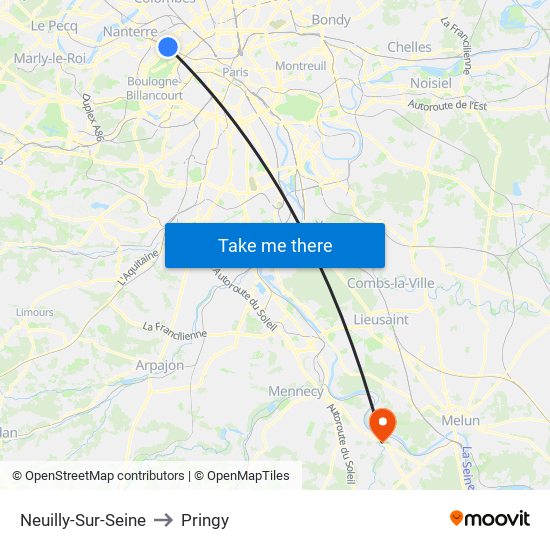 Neuilly-Sur-Seine to Pringy map