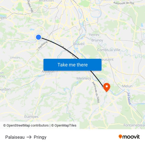 Palaiseau to Pringy map