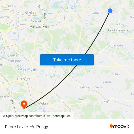 Pierre-Levee to Pringy map