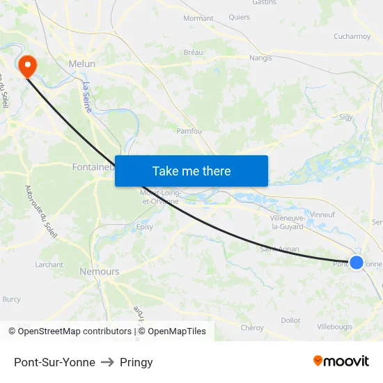 Pont-Sur-Yonne to Pringy map