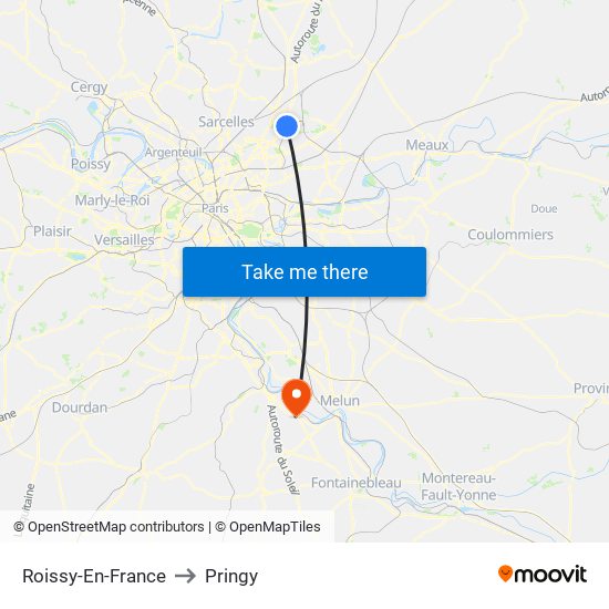 Roissy-En-France to Pringy map