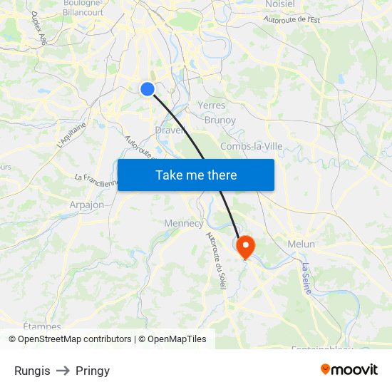Rungis to Pringy map