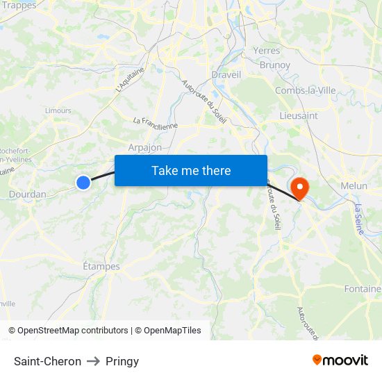 Saint-Cheron to Pringy map