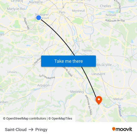 Saint-Cloud to Pringy map