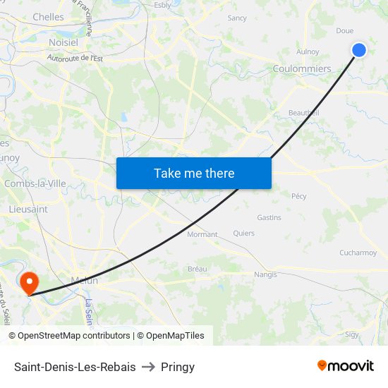 Saint-Denis-Les-Rebais to Pringy map
