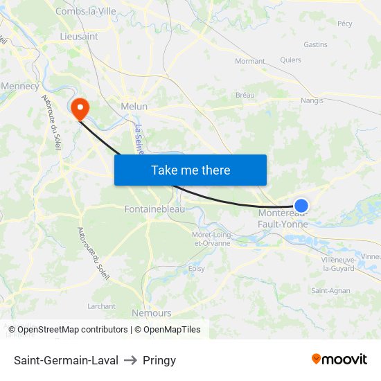 Saint-Germain-Laval to Pringy map