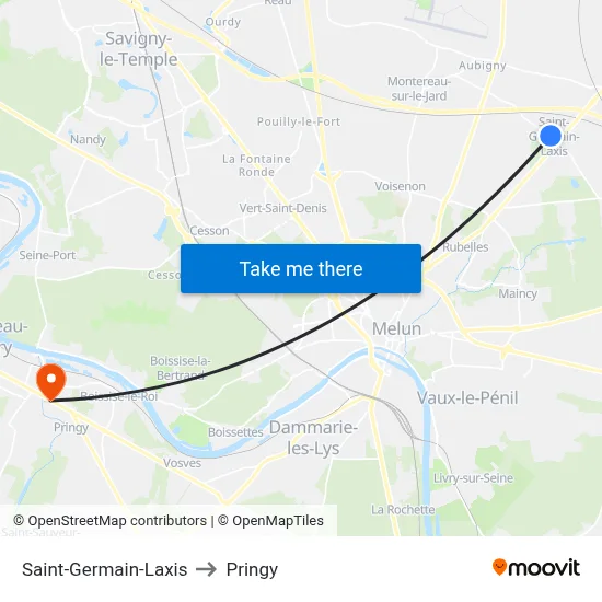 Saint-Germain-Laxis to Pringy map