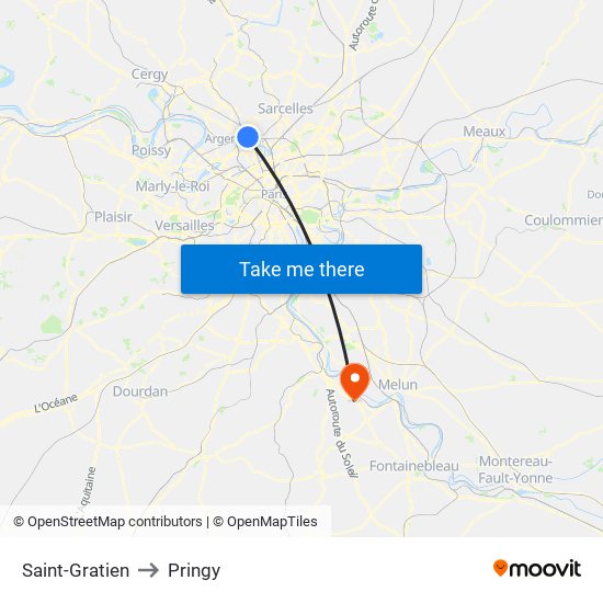 Saint-Gratien to Pringy map