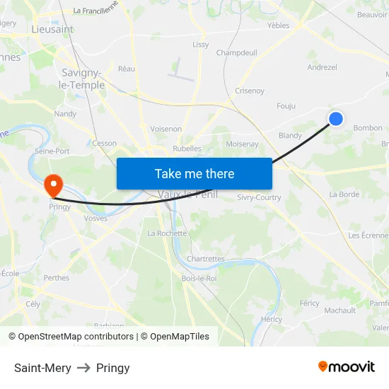 Saint-Mery to Pringy map