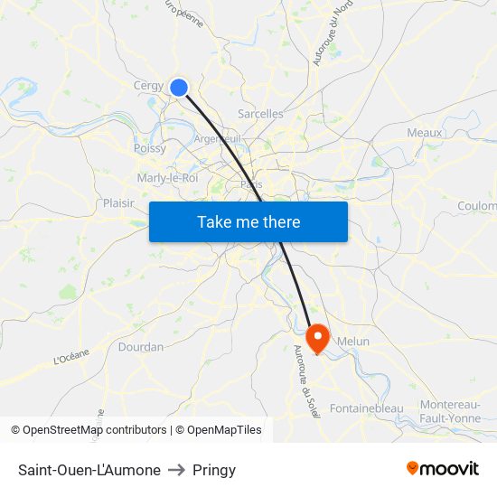 Saint-Ouen-L'Aumone to Pringy map